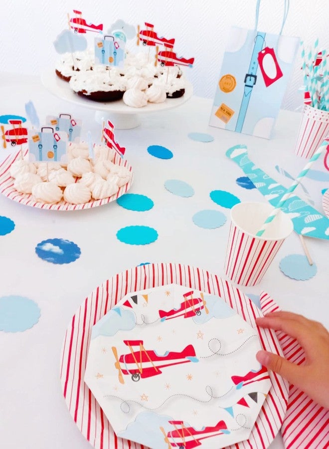 Pooka Airplane Party Plates (Pack of 8) | Airplane Plates | Airplane Birthday Party | Airplane Party Decorations | Airplane Paper Plates | Vintage Airplane Party Plates - Image 5